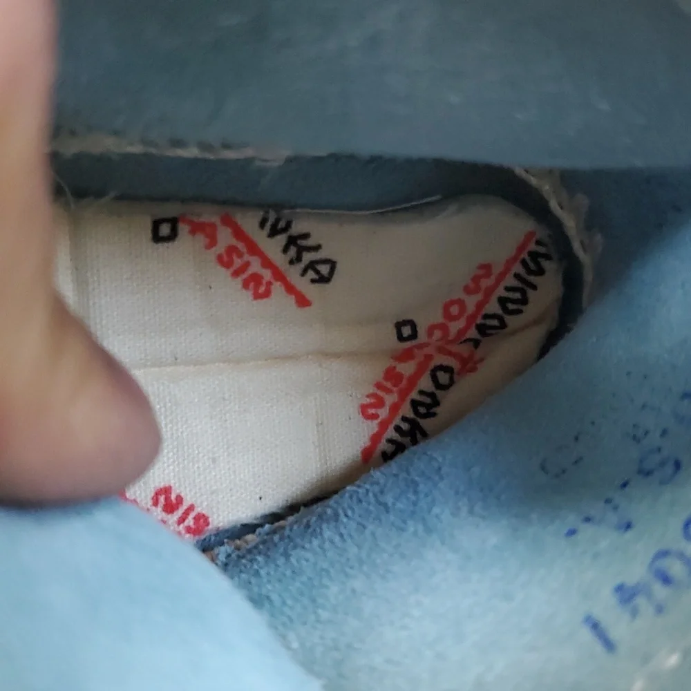 Minnetonka Blue Suede Baby Moccasins